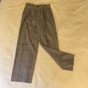 Vintage Pleated Plaid Trousers
